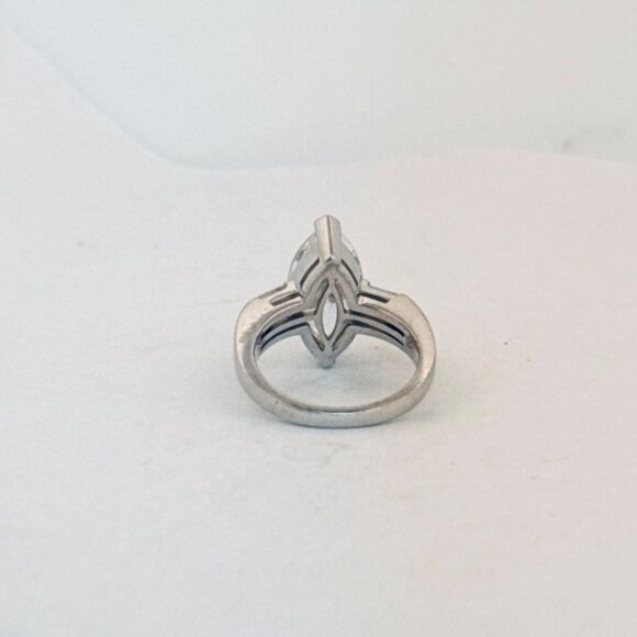 Sterling Silver 925 Marquise Cut CZ Ring Size 7 Art Deco Estate Statement - Picture 4 of 12